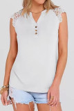 Solid Color Lace Patchwork V-neck T-shirt