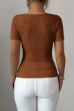 Solid Color Metal Buckle Short Sleeved Shirt