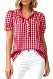Short Sleeved Loose Checkered Printed Shirt