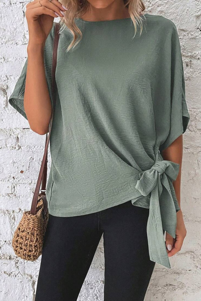 Solid Color Bat Short Sleeved T-shirt