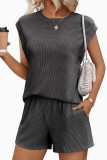 Round Neck T-shirt Shorts Two-piece Set