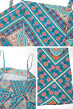 Retro Waist Cinched Ethnic Style Printed Dress