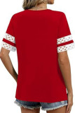 Round Neck Hollowed Out Short Sleeved T-shirt