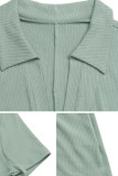 Short Sleeved Lapel Waist Cinched Jumpsuit