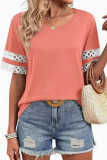 Round Neck Hollowed Out Short Sleeved T-shirt
