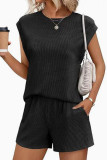 Round Neck T-shirt Shorts Two-piece Set