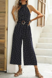 Retro Polka Dot Waist Wide Leg Jumpsuit