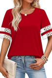 Round Neck Hollowed Out Short Sleeved T-shirt