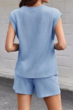 Round Neck T-shirt Shorts Two-piece Set