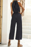 Retro Polka Dot Waist Wide Leg Jumpsuit