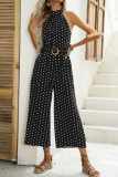 Retro Polka Dot Waist Wide Leg Jumpsuit