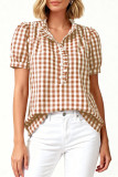 Short Sleeved Loose Checkered Printed Shirt
