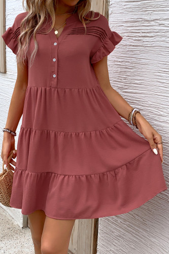 Loose Ruffled Short Sleeved Cake Dress