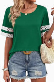 Round Neck Hollowed Out Short Sleeved T-shirt