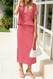 Lapel T-shirt Split Half Skirt 2-piece Set