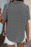 Grid Print Short Sleeved Button Up Cardigan Shirt