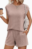 Round Neck T-shirt Shorts Two-piece Set