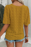 Swiss Dot V-neck Jacquard Lace T-shirt