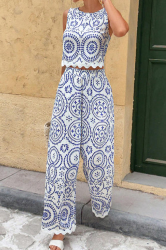 Sleeveless Vest Wide-leg Pants 2-piece Set