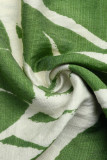 High Waisted Strapless Green Leaf Printed Jumpsuit