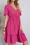 Large Size V-neck Short Sleeved Dress