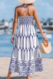 Bohemian Slit Printed Strapless Dress