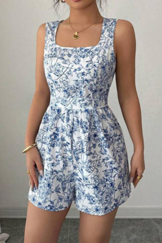 U-neck Sleeveless Waist Cinching Jumpsuit