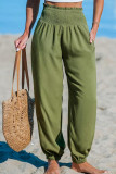 Solid Color Elastic High Waisted Beach Pants