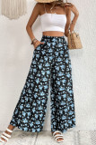 High Waisted Floral Print Wide Leg Pants