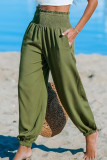Solid Color Elastic High Waisted Beach Pants