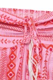 Bohemian Slit Printed Strapless Dress