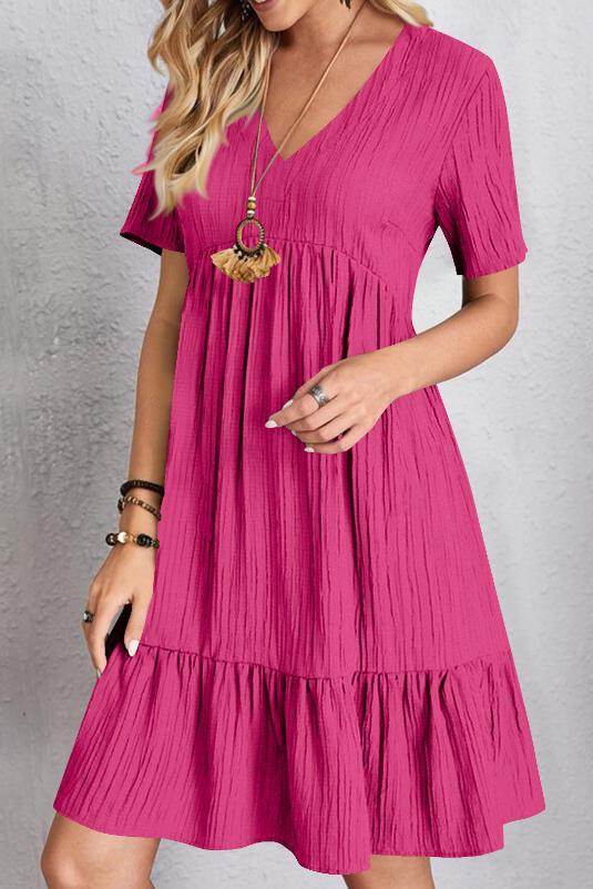 Large Size V-neck Short Sleeved Dress