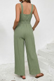 Solid Color Sleeveless Wide-leg Jumpsuit