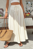 Solid Color Elastic Waist Beach Skirt