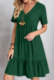 Large Size V-neck Short Sleeved Dress