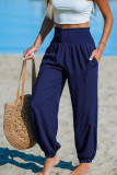 Solid Color Elastic High Waisted Beach Pants
