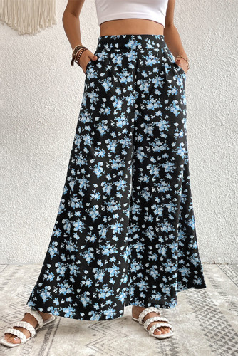 High Waisted Floral Print Wide Leg Pants