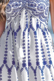 Bohemian Slit Printed Strapless Dress