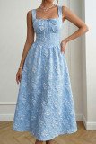 U-neck Backless Jacquard Sleeveless Dress