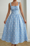 U-neck Backless Jacquard Sleeveless Dress