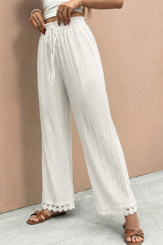 Solid Color Texture Lace Straight Leg Pants