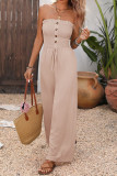 Solid Color Sleeveless Strapless Jumpsuit