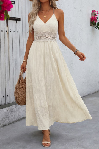 Vacation Style Lace Backless Camisole Dress