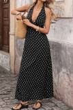 Vintage Neck Hanging V-neck Polka Dot Dress