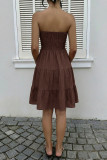Solid Color Sleeveless Backless Strapless Dress