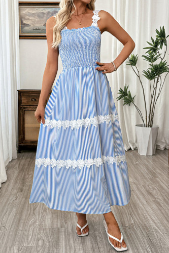 High Waisted Striped Lace Camisole Dress