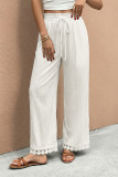 Solid Color Texture Lace Straight Leg Pants