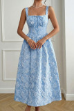 U-neck Backless Jacquard Sleeveless Dress