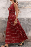 Vintage Neck Hanging V-neck Polka Dot Dress