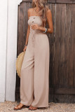 Solid Color Sleeveless Strapless Jumpsuit